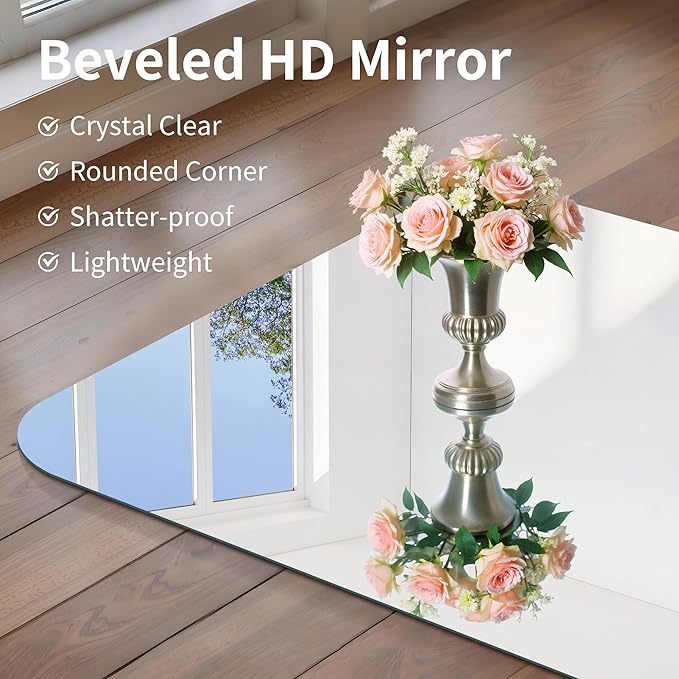 CILIBER Frameless Wall Mirror, 24" x 24" Square Bathroom Mirror Rounded Corner, HD Shatterproof Vanity Mirror with Polished Edge for Over Sink, Bedroom, Entryway, Vertical or Horizontal