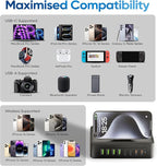 11-in-1 Charging Station USB-C Power Strip, 300W USB C Charger Block, 2AC Outlets 8USB Ports(4USB-C) Surge Protector, 5FT Flat Plug Extension Cord, PD110W Desktop Fast Charging for Home Office, Black