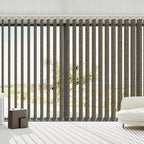 Blindify Motorized Vertical Blinds Compatible with Alexa Google Home, Light Filtering Sliding Door Shades Smart Vertical Blinds Remote Control Customize, Brown