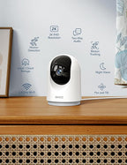 GNCC Indoor Security Camera, 2K Cameras for Home Security with Motion Detection, Baby/Pet Camera with Phone App, Night Vision, 2-Way Audio, TF/Cloud Storage, Works with Alexa & Google Home, 2.4G WiFi