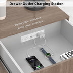 Furniture Drawer Outlet, Recessed Power Strip with (3) PD 20W USB Ports Fast Charging & (3) 15 Amp AC Outlets, (14 AWG) 10 FT White Spring Cord