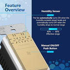 LIDER No Neutral Wire Required Humidity Sensor Switch, Automatic Humidity Detection, Air Circulator, Bathroom Fan Automated Control, Adjustable Timing, 1-Pole, Gold, Screwless Wall Plate Included