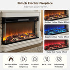 OKD 52 Inch Electric Fireplace with Mantel, Fireplace TV Stand with 36" 3-Sided Glass Electric Fireplace Heater for Living Room (Antique White)