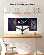 ErGear Triple Monitor Mount for 13-27 inch Screens, Triple Monitor Arms with USB, Heavy Duty Three Monitors Stand with Tilt, Swivel, Rotation, Holds Up to 17.6 lbs Each Arm