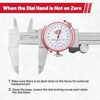 Standard Gage Metric Dial Caliper Measuring Tool 0-150mm Range, Analog Precision Caliper ±0.02mm Accuracy, Manual Mechanical Metal Stainless Steel Measuring Dial with 4-Way Measurements