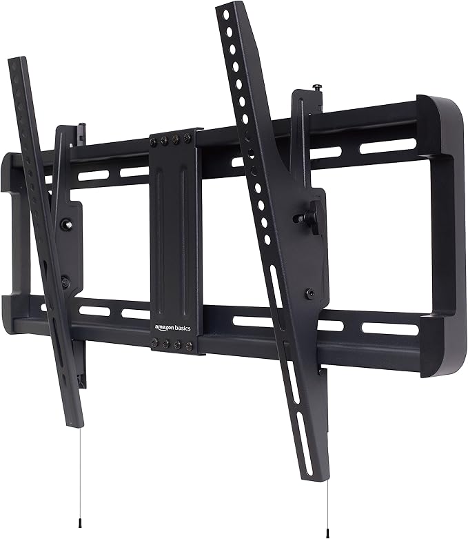 Amazon Basics Tilt TV Wall Mount with Horizontal Post Installation Leveling for 32 to 86 inch TVs, Black