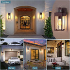 LWSOY Motion Sensor Outdoor Wall Lanterns 2 Packs, Dusk to Dawn Exterior Light Fixture, 3 Lighting Modes, Waterproof Front Porch Lights for Garage Patio Garden House Entryway, Bronze.