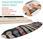 KUOSGM 2-in-1 Ergonomic Set, Wave Rise Keyboard Wrist Rest and Massage Bulge Slope Mouse Pad Wrist Support, Cushion Memory Foam Integrated to Relieve Wrist Pain, Multicolour Cat Claws