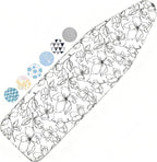 Ironing Board Cover and Pad, 15x54 Standard Size Thick Iron Padding, Scorch & Stain Resistant Ironing board cover, Heavy Duty Iron Board Padded with Adjustable Fasteners Elastic Edge, Floral White
