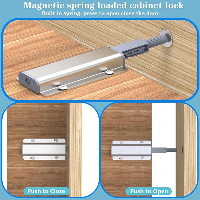 Magnetic Push to Open Door Latch 10 Pack Push Latch Push to Open Cabinet Hardware Magnetic Touch Latch for Closet Kitchen Doors Cabinets Drawers Wardrobes