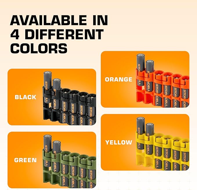 AAA Battery Storage Caddy by Storacell, Yellow, Holds 6 Batteries (Not included)