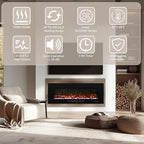 84 inches Electric Fireplace, Recessed & Wall Mounted Fireplace Heater 13 * 13 Colors Flame &Fuel Bed w/5 Dimmer, Touchscreen &Remote Control Temp, Overheating Protect, Hardwired, 1500W, Black