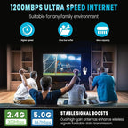 WiFi Extender Signal Booster for Home - 1200Mbps Dual Band, Covers 12880 Sq Ft & 108 Devices, Long Range Internet Booster with Ethernet Port, Easy Setup