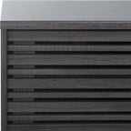SAFAVIEH ESMA TV Stand for up to 65" Flatscreen – Distressed Black, Sliding Doors with Interior Storage, Entertainment Media Console (MED9640E)