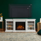Real Flame Fresno 72" TV Stand with Electric Fireplace in White, Entertainment Center with Electric Fireplace, Living Room TV Stand with Fireplace, fits up to 70" TV
