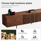 Pajiasen 94.48″ Mid Century Modern Walnut TV Stand with Grille Doors, Storage Cabinets,Entertainment Center for TVs Up to 80",Media Console for Living Room or Bedroom