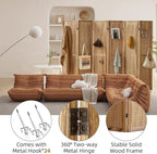 Asnefeli Pegboard Display Room Divider with 24 Hooks, 6 Panel 5.6Ft Wood Room Divider Folding Privacy Screen, Portable Freestanding Wall Organizer for Retail Craft Art Display Board, Natural