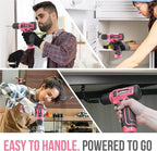 Hi-Spec 110pc Pink 8V USB Electric Power Cordless Womens Drill Driver Set. Drill Bits, Sockets and Screwdriver Bit Set Accessories In a Portable Toolbox Case for Ladies