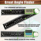 PDDYIER Digital Angle Finder Protractor, 2-in-1 Miter Saw, 7 Inch/200mm ABS Ruler, High Accuracy Measuring Tool for Woodworking, Metalworking, Carpenter, Construction