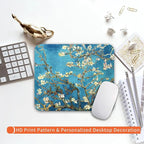 Armanza Square Mouse Pad Apricot Flower, Personalized Premium-Textured Custom Mouse Mat Design, Washable Mousepad Cloth, Non-Slip Rubber Base Computer Mouse Pads for Wireless Mouse