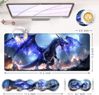 BFUKVOU Large Keyboard Mouse Pad Set, Extended Mouse Pad+Keyboard Wrist Rest Support, Memory Foam Ergonomic Easy Typing, 4Pcs (31.5×11.8 in) Desk Pad Set for Office Home,Fantasy Dragon