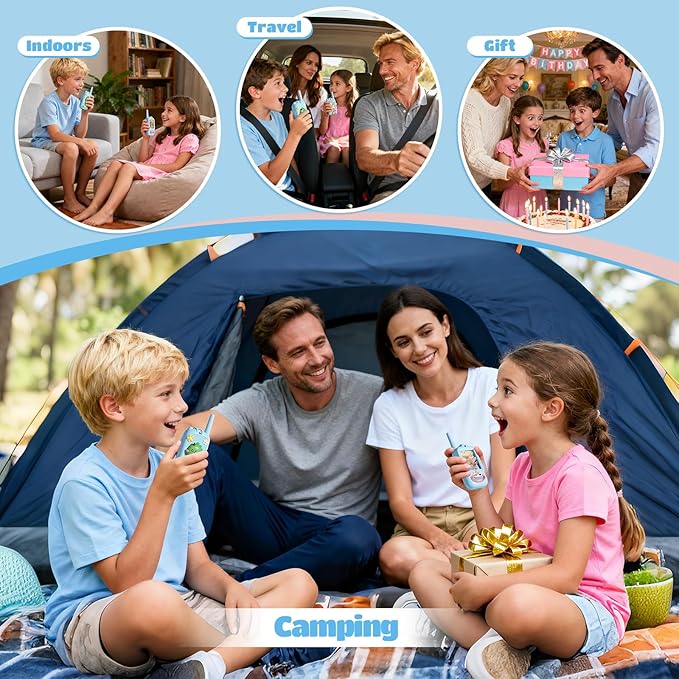 Video Walkie Talkies for Kids – Kids Walkie Talkies 2 Pack with Cute Silicone Cover, Voice Changer, 1000FT Range, Fun Indoor Outdoor Toys – Birthday Gift for Boys and Girls Ages 3-10（Blue+Blue）