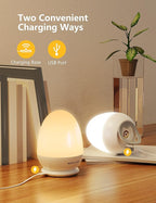 MediAcous Night Light for Kids, Baby Night Light with Stable Charging Pad, Dimmable Kids Night Light with 1H Timer & Touch Control, ABS+PC LED Egg Lamps for Breastfeeding, Up to 200H