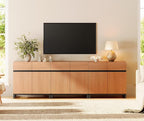 WAMPAT Modern TV Stand for TVs up to 110 inch, 3 in 1 Wood Entertainment Center TV Console Table with Adjustable Shelves and Metal Base for Living Room,Bedroom, Mocha