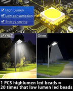 JAYNLT Y-2000W Solar Street Light, 200000LM 6500K Solar Flood Lights Outdoor Dusk to Dawn, 6500K IP67 Waterproof Parking lot Light Outdoor with Motion Sensor and Remote Control for Garage, Road