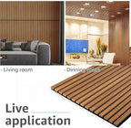 Art3d 4 Pack 47.2 x 23.6in. Wood Slat Acoustic Panels for Wall and Ceiling - 3D Fluted Sound Absorbing Panel with Wood Finish - Teak