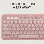 Logitech Pebble 2 Combo, Wireless Keyboard and Mouse, Quiet and Portable, Customizable, Logi Bolt, Bluetooth, Easy-Switch for Windows, macOS, iPadOS, Chrome - Tonal Rose