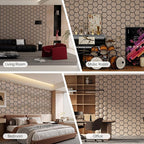Hexagon Acoustic Wall Panels, Self-Adhesive Sound Absorbing Wall Panel by ARMURO, 4 Pack Covers 19.27 Sq Ft, Peel and Stick Noise Reducing for Home Office Studio Bedroom Wall Decor
