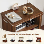 Joaxswe Record Player Stand with Vinyl Record Storage, 24" Wide Mid-Century Record Player Table Up to 200 Albums,Large Wood Turntable Stand Cabinet Dispaly Shelf for Living Room,Bedroom,Brown