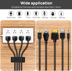 Halsouy Cable Management Clips, 20Pcs Cord Organizers Wire Clips Cord Holder for TV PC Ethernet Cable Desk Home Office (Black)