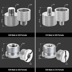 IXTECH Mic Stand Adapter Set 8 pieces Metal Microphone Stand Screw Thread Adapter 5/8 Female to 3/8 Male 3/8 Female to 5/8 Male 5/8 Female to 1/4 Male 1/4 Female to 5/8 Male Tripod Adapter ADP01A Slvr