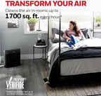 Honeywell HEPA Air Purifier for Home, 1733 Ft² Rooms in 1 hour, Air Quality Indicator, Auto Mode, Reduces Allergens, Dust, Pollen, Smoke, Pet Dander, Odors, Black, HPA5200