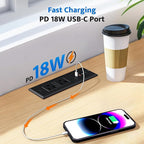 DOACE Recessed Power Strip with USB C Fast Charging Conference Recessed Outlet,Space-Saver for Furniture Side Table,2 AC Outlets,3 USB Ports,6ft Cord, for Home