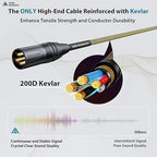 AA AUDIO ACCESSORY Gold Series Star Quad Studio XLR Cables 6.6ft, Neutrik Connectors, 19AWG OFC, Kevlar-Reinforced Nylon Braided Handmade Microphone Cable, 100% OFC Braid and Al-Foil Shielding