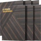 Acoustic Panels for Wall and Ceiling - 6 Pack 2'x2'x0.4",Self-Adhesive 3D UV Printing Decorative Wall Panels with Wood Look,Rustic Walnut
