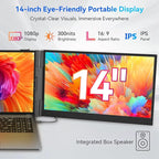 Blackview DCM6 Triple Laptop Screen Extender,14" 1080P FHD IPS Portable External Screen,Two Cable USB C Travel for 13-17'' Laptop,Plug & Play Compatible with Windows/Mac/Chrome OS and Mobile Devices