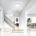 ASD LED 12" Square Flush Mount Ceiling Light Fixture, Low Profile Surface Lighting | 5CCT, Dimmable, Ultra-Thin, ETL Listed | 24W 1700LM 2700-6000K 120V | Kitchen, Bedroom Lamp | White, 12 Pack