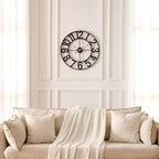 Alarmore 30 Inch Oversized Wall Clock, Battery Operated Silent Non Ticking Black Metal Wall Clocks for Living Room Decor, Extra Large Decorative Clock for Home, Office, Farmhouse Vintage Style