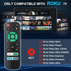 2 Pack Replacement Remote Control Only for Roku TV, Fit for TCL/Onn/Hisense/Element/Sharp/Philips/Westinghouse/Insignia/JVC/RCA/Hitachi/Sanyo Roku TV (Not for Roku Stick and Box)