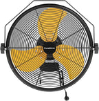 Fanqiebros 4580 CFM 18 inch High Velocity Wall Mounted Fan, 3-Speed Metal Fan with Sealed Motor, 360 Degree Tliting Heavy Duty Wall Fan for Patio, Barn, Garage, and Gazebo - UL listed