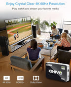 Kinivo HDMI Switch with Audio Extractor 360BNT (3 in one out, Toslink Optical Audio Port, SPDIF, 4K 60Hz, High Speed 18Gbps, IR Remote) - Compatible with Roku, PS5, Xbox, Apple TV, Dolby Digital/Atmos