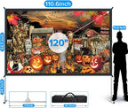Projector Screen Outdoor,JWSIT 120 inch Outdoor Movie Screen-Upgraded 3 Layers PVC 16:9 Projector Screen,Portable Video Projection Screen with Carrying Bag for Home Theater Backyard