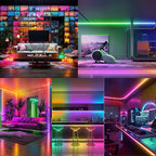 BUNACET 40ft COB RGB+IC LED Strip Lights, Bright Dream Color COB LED Light Strip with RF Remote App Control Music Sync Color Changing for Game Room Bedroom Kitchen Lighting Home Decor（2 Rolls）