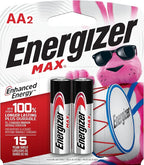 Energizer MAX Alkaline Double A Batteries, 2 Count, Long-Lasting AA Batteries, Suitable for Kids' Toys and Everyday Electronics