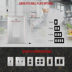 ENERLITES Decorator Switch or Outlet Metal Wall Plate with Emergency Label, 430 Stainless Steel, Corrosion Resistant, Mid-Size 1-Gang 4.88" x 3.11", UL Listed, 7731M-E, Silver