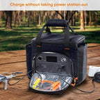 FRECOLSH Travel Carrying Case Compatible with Jackery Explorer 300/240/160, Portable Power Station Storage Case with Water- proof Bottom and Front Pockets for Jackery Accessories Solar Generator